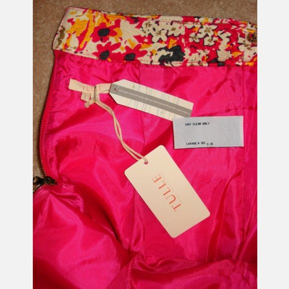 TULLE Mini Skirt Pleats Marble Fall Floral Garden Quilted Material Womens L NEW - Picture 7 of 7